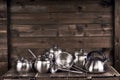 Stainless steel pots Royalty Free Stock Photo