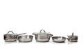 Stainless steel pots and pans Royalty Free Stock Photo