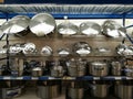 Stainless steel pots Royalty Free Stock Photo