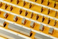 Stainless steel rectangular gauge block metric etalons placed in wooden case Royalty Free Stock Photo