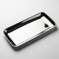 Stainless steel rectangular tray with shiny surface isolated on white background Royalty Free Stock Photo
