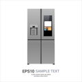 Stainless steel refrigerator with display side by side fridge freezer home appliance concept