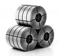 Stainless steel rolls isolated on white background. 3D illustration