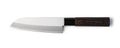 Stainless steel santoku knife on white background