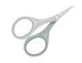 Stainless steel scissors with grey plastic handle vector illustration isolated on white background Royalty Free Stock Photo