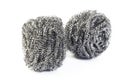 Stainless steel scourer at on white background Royalty Free Stock Photo