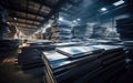 Stainless Steel Sheets Stacked Up. AI