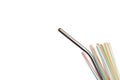 Stainless steel straw and plastic straws Royalty Free Stock Photo