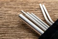 Stainless steel straws for reusable and reduce the use of plastic straw Royalty Free Stock Photo