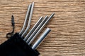 Stainless steel straws for reusable and reduce the use of plastic straw Royalty Free Stock Photo