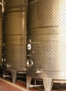 stainless steel tank barrels wine production workshop Royalty Free Stock Photo