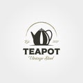 Stainless steel teapot vintage logo vector symbol illustration design. teapot label design
