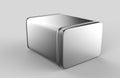 Stainless steel or tin metal shiny silver box container Isolated on white background for mock up and packaging Design. 3d r Royalty Free Stock Photo