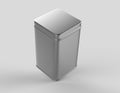 Stainless steel or tin metal shiny silver box container Isolated on white background for mock up and packaging Design. 3d r Royalty Free Stock Photo