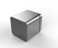 Stainless steel or tin metal shiny silver box container Isolated on white background for mock up and packaging Design. 3d r Royalty Free Stock Photo