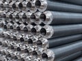 Stainless steel tubes stacked Royalty Free Stock Photo