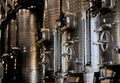 Stainless steel vat room of a wine cellar. Stellenbosch, South Africa. Royalty Free Stock Photo