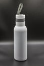 Stainless steel white bottle for drinks closeup
