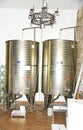 Stainless steel wine containers in a Montepulciano