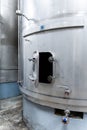 Stainless Steel Wine Fermentation Tanks in a Modern Winery Royalty Free Stock Photo