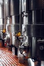 Stainless steel wine fermenters Royalty Free Stock Photo