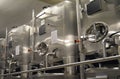 Stainless steel wine tanks.