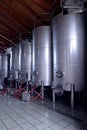 Stainless steel wine vats in a row Royalty Free Stock Photo