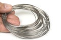 Stainless steel wire roll on a white background Royalty Free Stock Photo