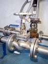 Stainless stopcock valve on stainless gas pipeline branch