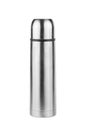 Stainless thermos bottle isolated over white