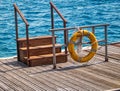 Stair for an airplane boarding in the middle of the ocean Royalty Free Stock Photo