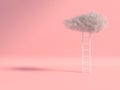 Stair With Cloud Floating on pink room background. Minimal Creative idea concept. 3D render.