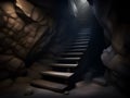 stair in the dark cave