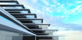 Stair facade of the new hotel designed according to the innovative construction technologies. 3d rendering