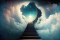 Stair and gate to heaven, God, religion and faith. Generative ai