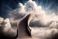 Stair and gate to heaven, God, religion and faith. Generative ai