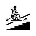 Stair lift black glyph icon