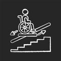 Stair lift chalk white icon on black background