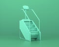 Stair Master gym equipments, in monochrome green color background,3d Rendering