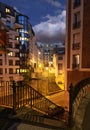 A stair in Paris at night