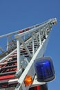 stair riser and blue truck Siren of firefighters during an emergency