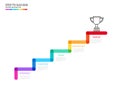 Stair step to trophy and success concept. Business timeline modern colorful infographics template with icons and elements. Royalty Free Stock Photo