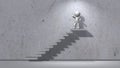 Stair steps with 3D people - abstract illustration with shadow against a gray concrete wall Royalty Free Stock Photo