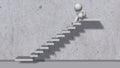 Stair steps with 3D people - abstract illustration with shadow against a gray concrete wall Royalty Free Stock Photo