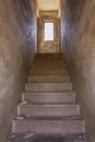 stair and window at neglected old building interior view Royalty Free Stock Photo