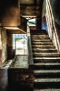 Staircase in an abandoned complex, urban exploration Royalty Free Stock Photo