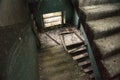 Staircase in an abandoned ruined house or building Royalty Free Stock Photo