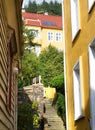 Staircase in Bergen in a sunny summer day