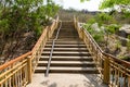 Staircase with bicycle rack, outdoor at park.