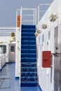 Staircase in a big cruise ship heading to Milos island, Cyclades Royalty Free Stock Photo